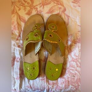 Jack Rogers green flip flops.